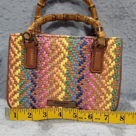 Kurt Geiger Kensington Tan and Pastel Woven Multi Colored Mini Bag - Picture 3 of 15